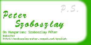 peter szoboszlay business card